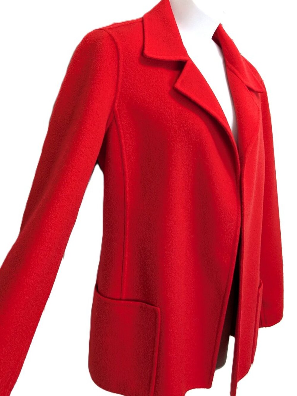 Ellen Tracy / Linda Allard Red Wool Open Front Jacket Blazer Oversized Small
